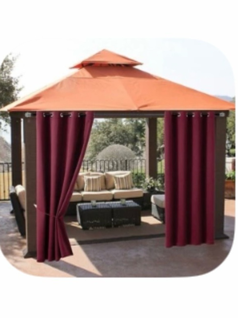 Outdoor Patio Gazebo or Canopy  Curtains Burgundy. 2 waterproof  burgundy panels